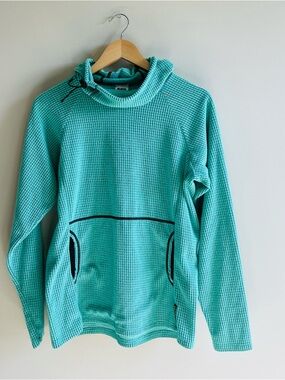 Melanzana Men Small (Women Medium) MicroGrid Fleece Hoodie Lagoon Color